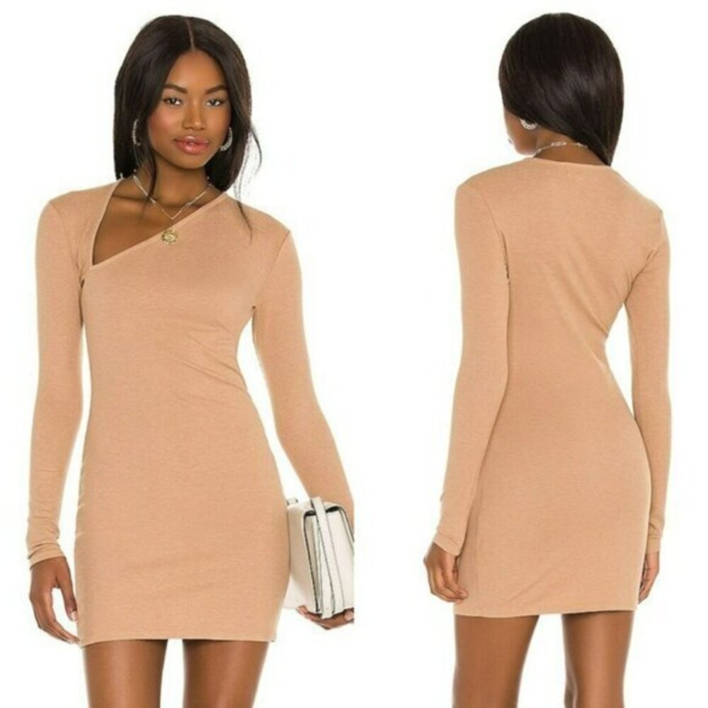 Michael Costello xREVOLVE Asymmetrical Neckline Mini Dress - Nude